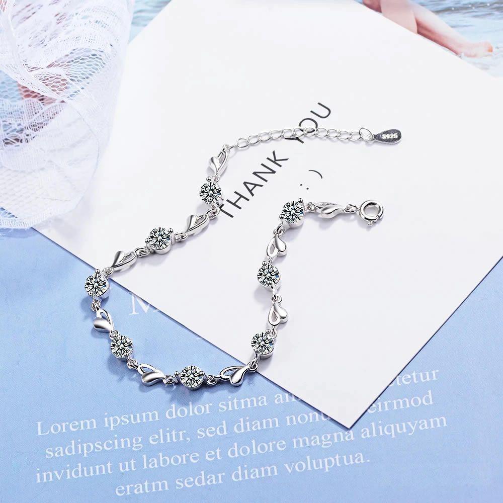 Pulsera Corazones y Circones Plateada-1