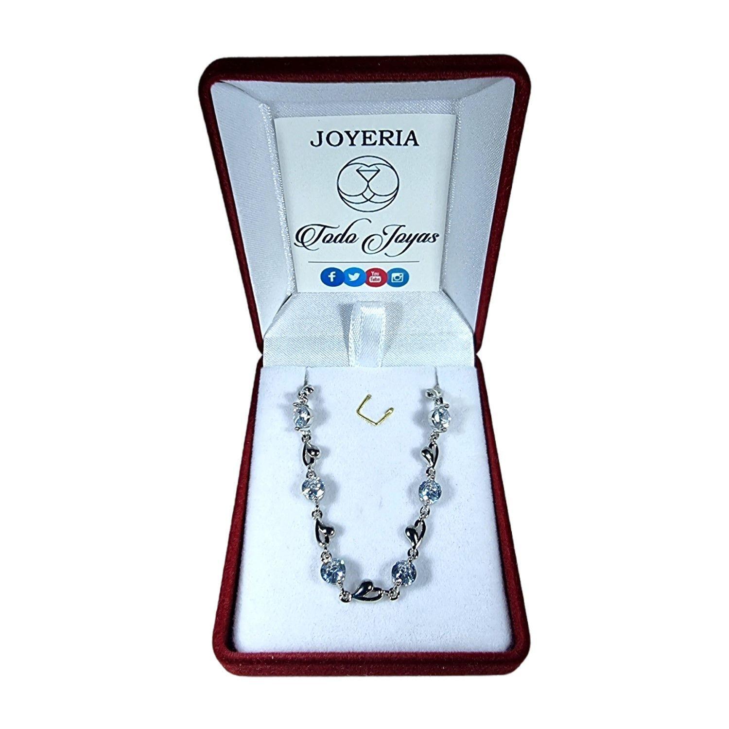 Pulsera Corazones y Circones Plateada-2