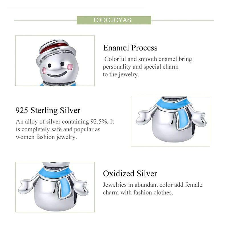 Charm Dije Plata 925 Muñeco de Nieve-3