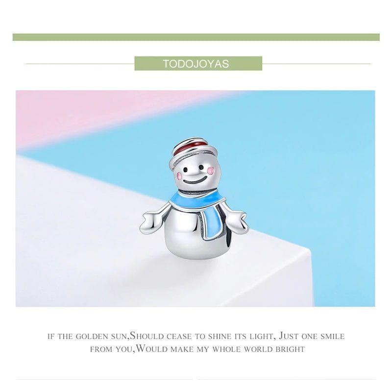 Charm Dije Plata 925 Muñeco de Nieve-4