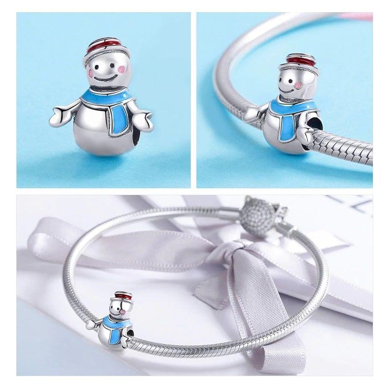 Charm Dije Plata 925 Muñeco de Nieve-5