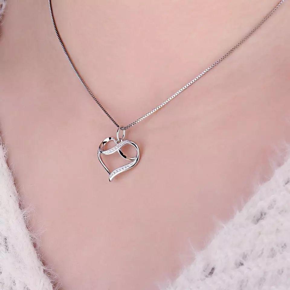 Collar Plata 925 Doble Corazon con Infinito-2