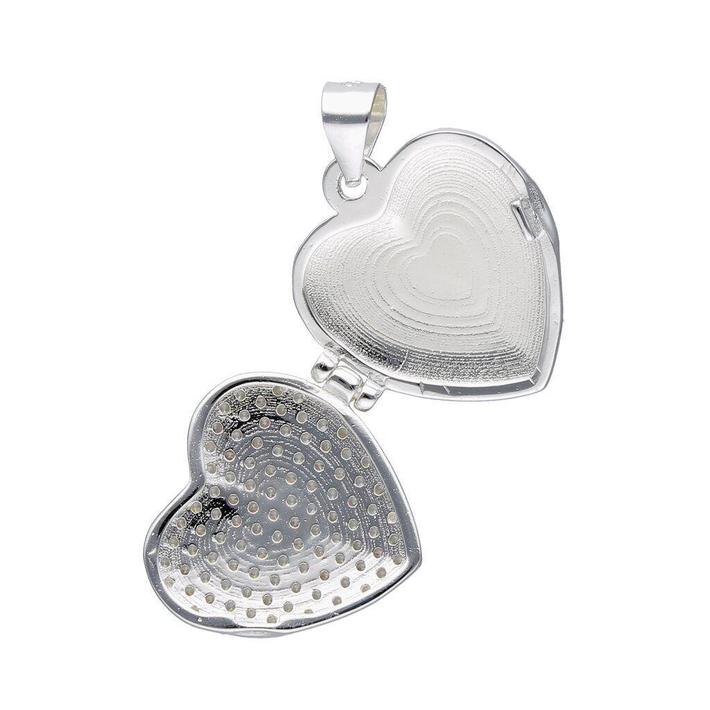 Collar Relicario Plata 925 Corazón Con Circones-4