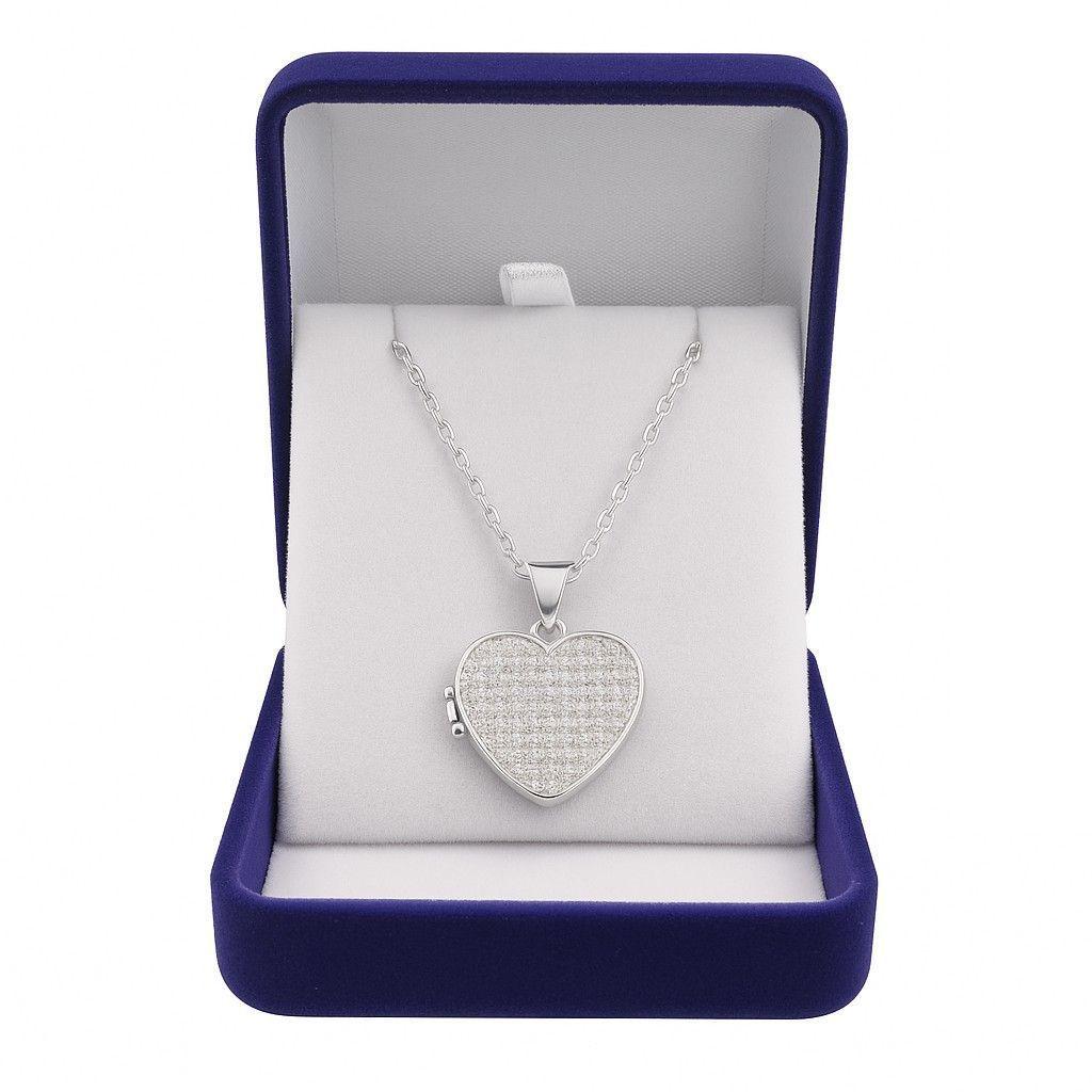 Collar Relicario Plata 925 Corazón Con Circones-5