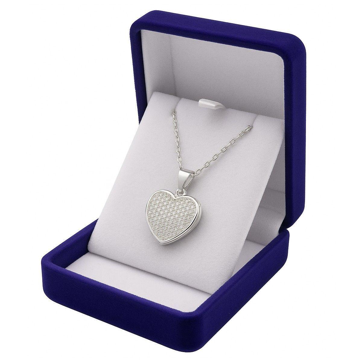 Collar Relicario Plata 925 Corazón Con Circones-6