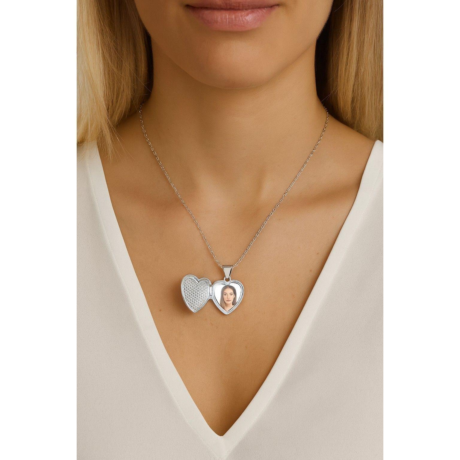 Collar Relicario Plata 925 Corazón Con Circones-7