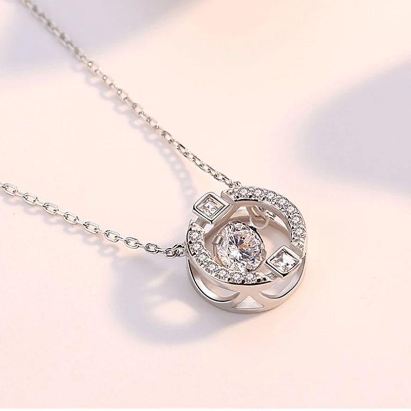 Collar Circulo con Circones Plateado-2