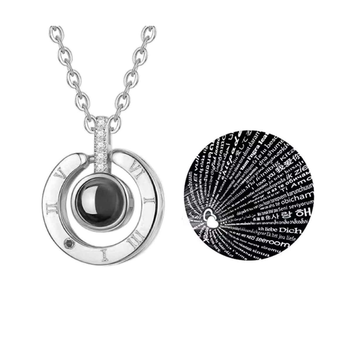 Collar Colgante Te Amo en 100 Idiomas Plateado-2