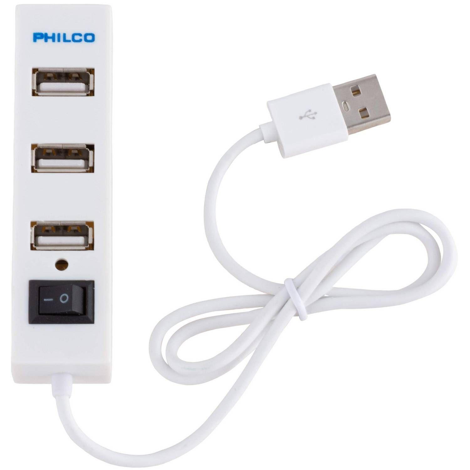 Mini Hub USB 2.0 Philco Blanco 4p-0