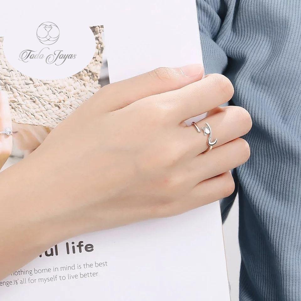 Anillo Forma de Gato Plateado-5