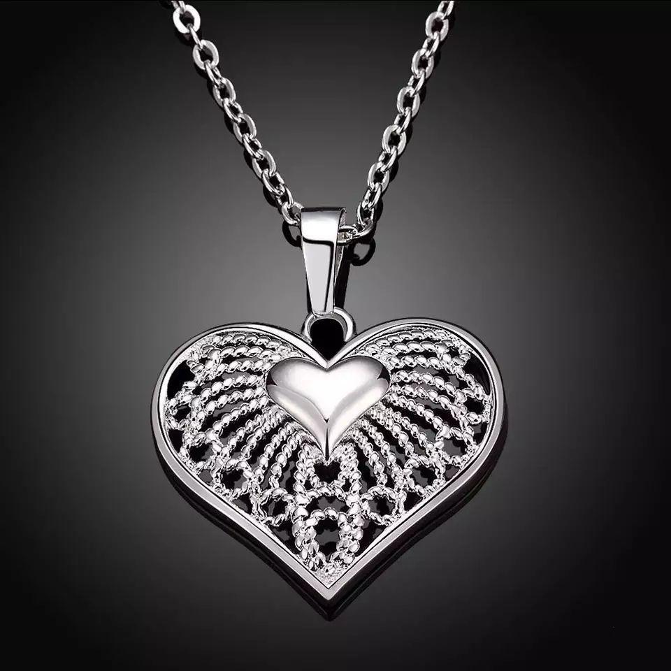 Collar Colgante Corazon Cadenas-4