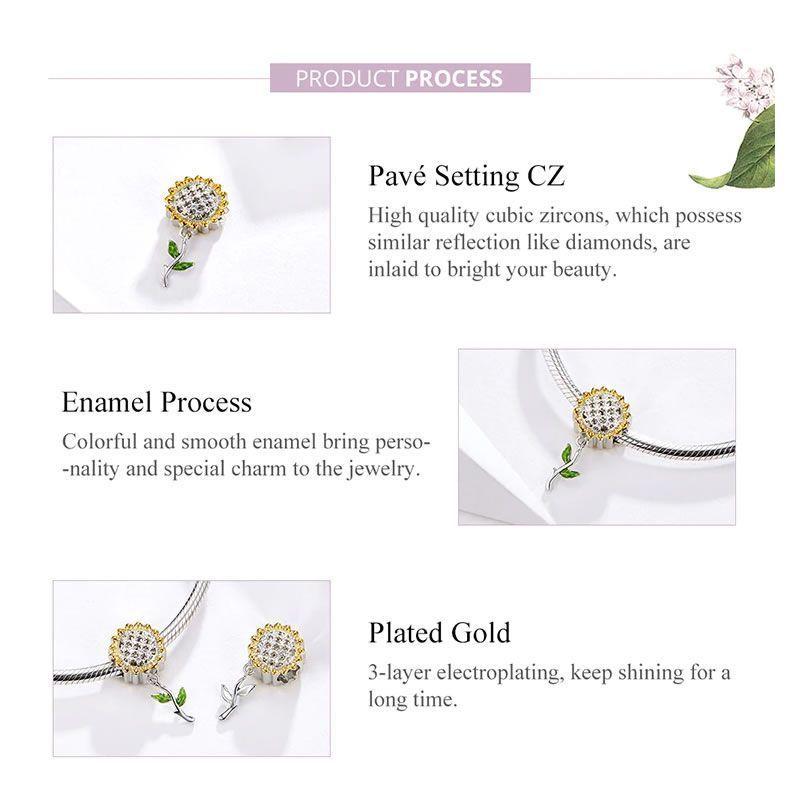Charm Dije Plata 925 Flor Girasol-1