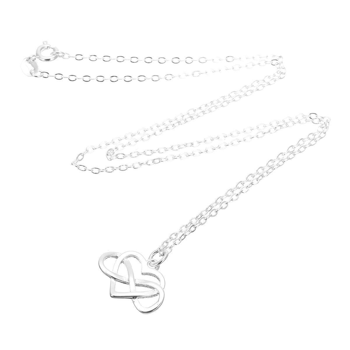 Collar Corazon Infinito Amor Plateado-2