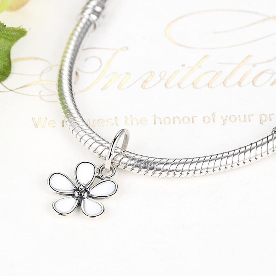 Charm Dije Plata 925 Flor Blanca-2