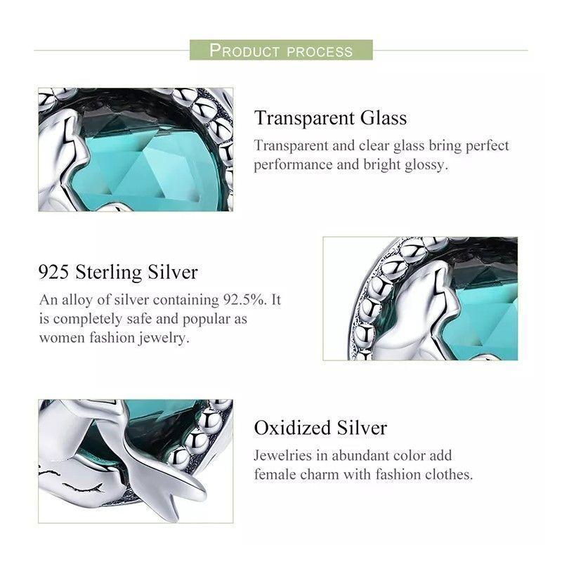 Charm Dije Plata 925 Sirena Cristal -2
