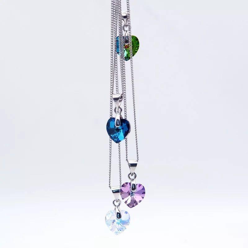 Collar Colgante Cristal Azul Plateado -3