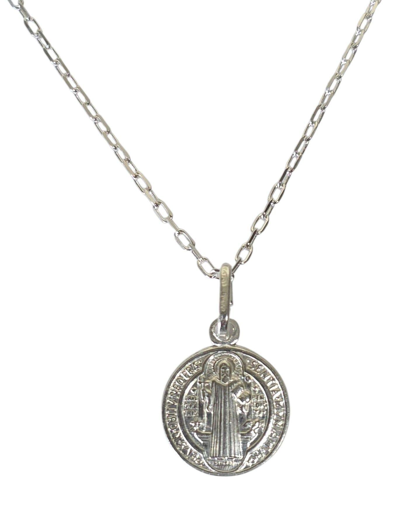 Collar Medalla Plata 925 San Benito Protector -3