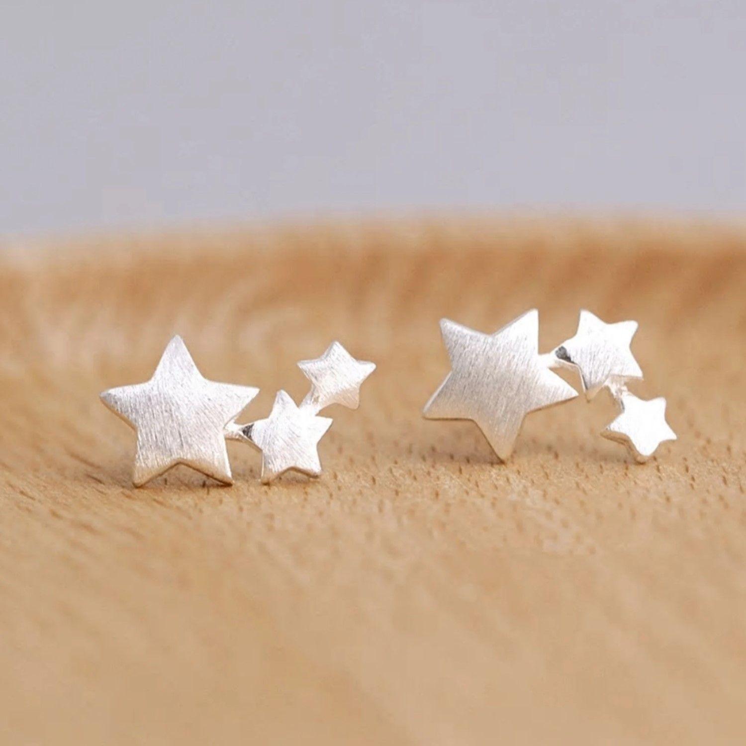 Aros Triple Estrella Plateada-2