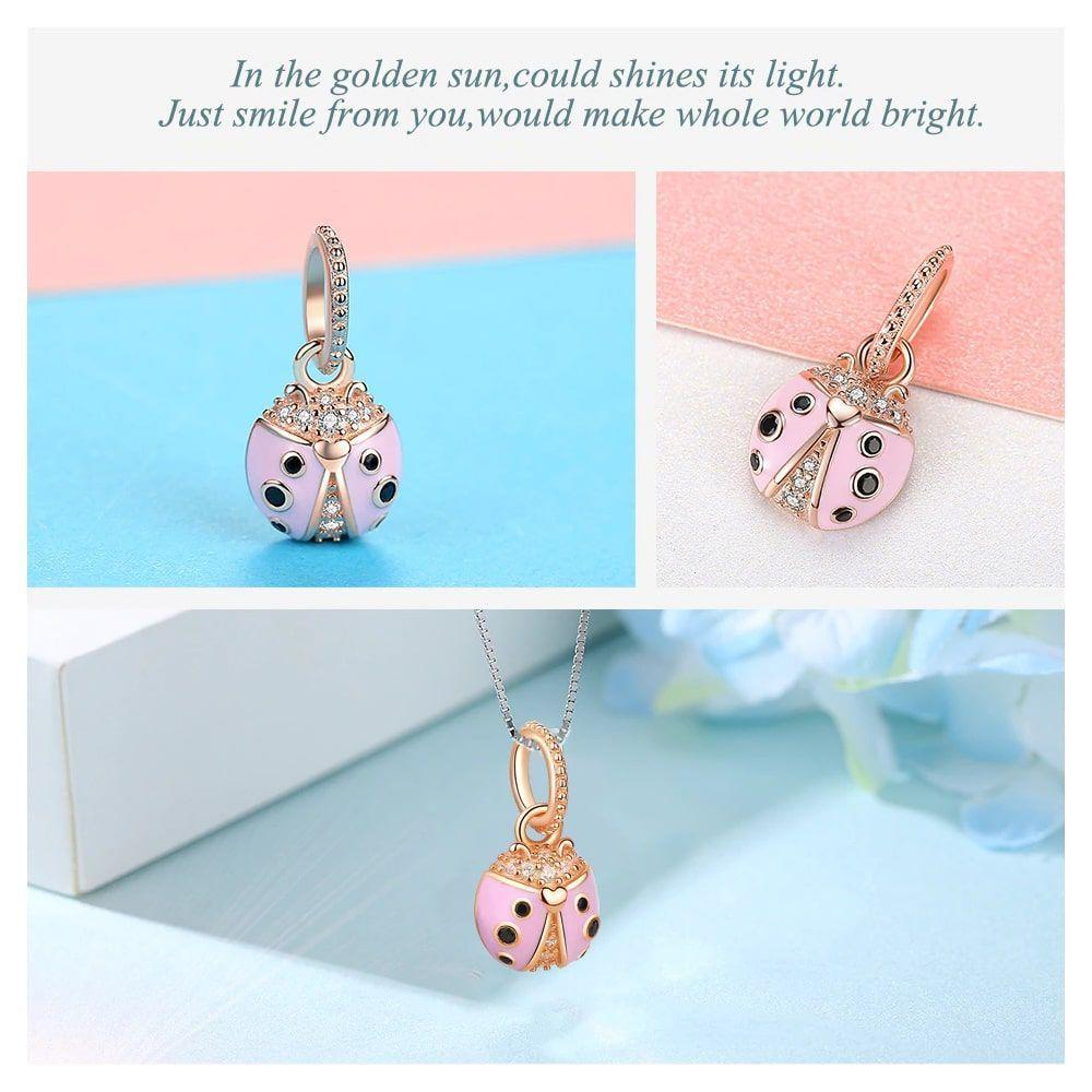 Charm Dije Plata 925 Mariquita Rose Gold-3