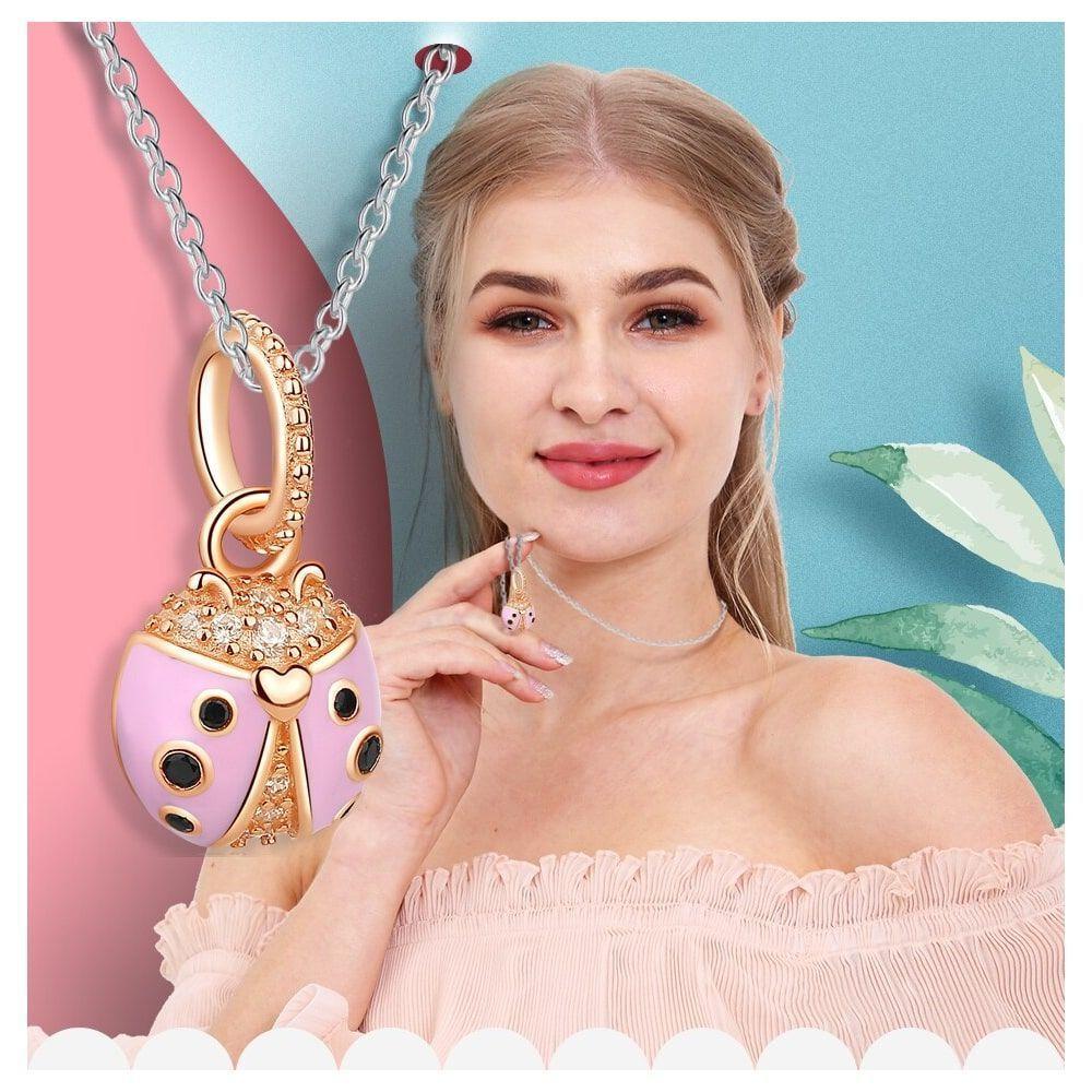 Charm Dije Plata 925 Mariquita Rose Gold-5