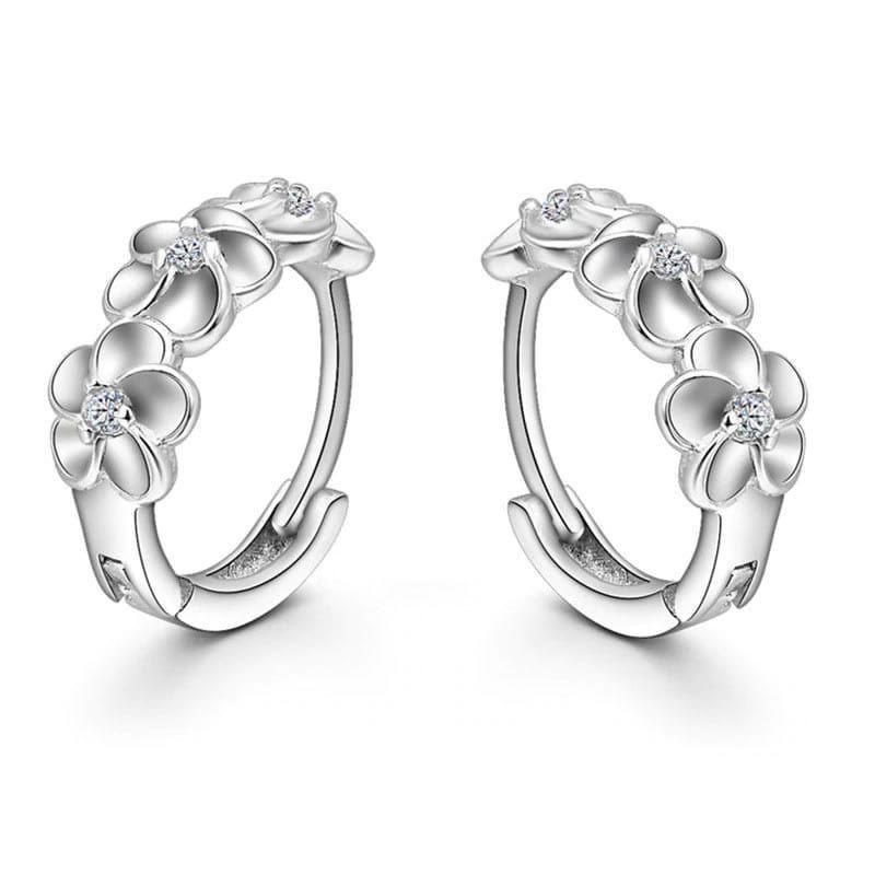 Aros Tres Flores con Circones Plateado-0