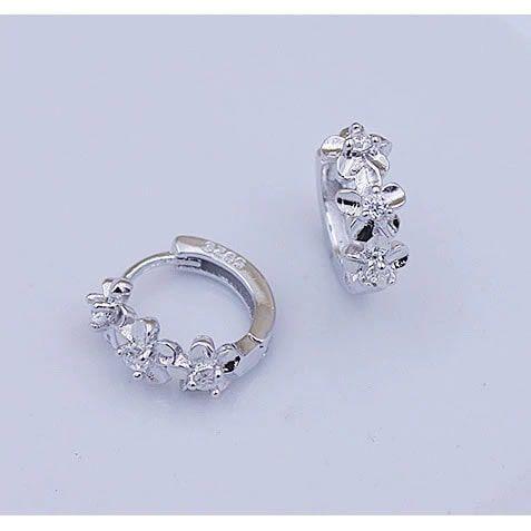 Aros Tres Flores con Circones Plateado-2