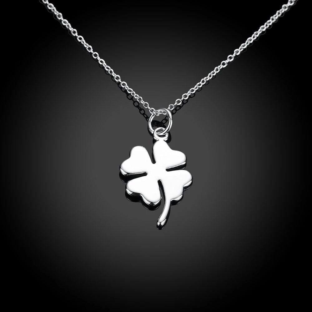 Collar Trebol de La Suerte Plateado-2