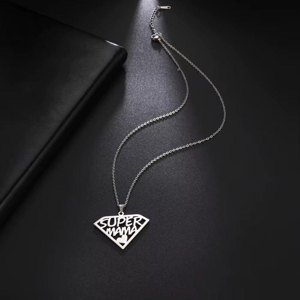 Collar Super Mama Acero Plateado-2