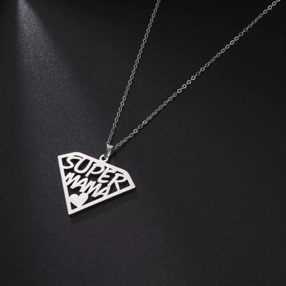 Collar Super Mama Acero Plateado-3