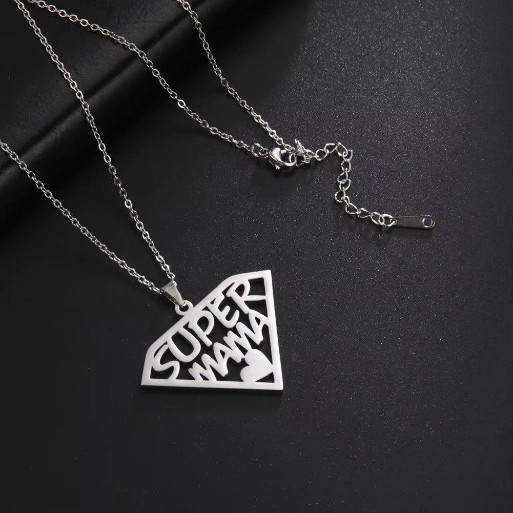 Collar Super Mama Acero Plateado-5