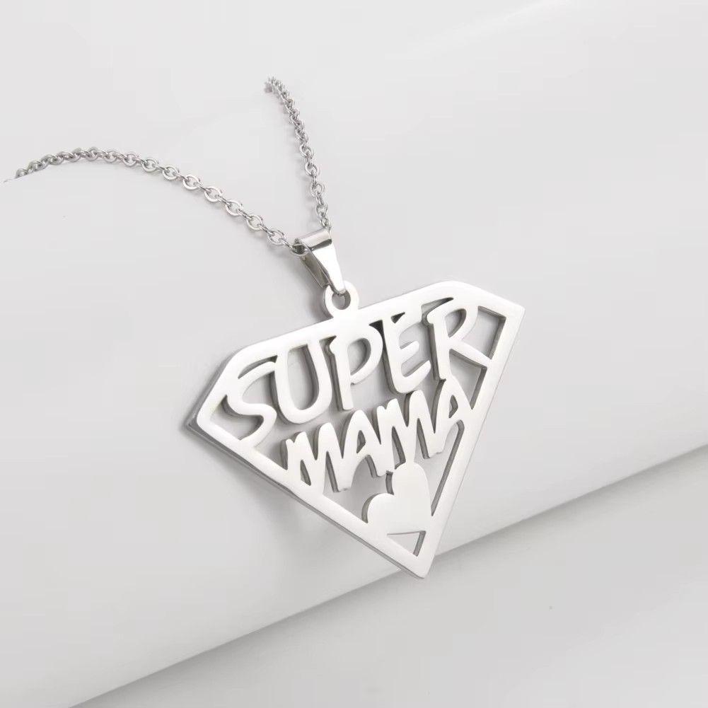 Collar Super Mama Acero Plateado-6