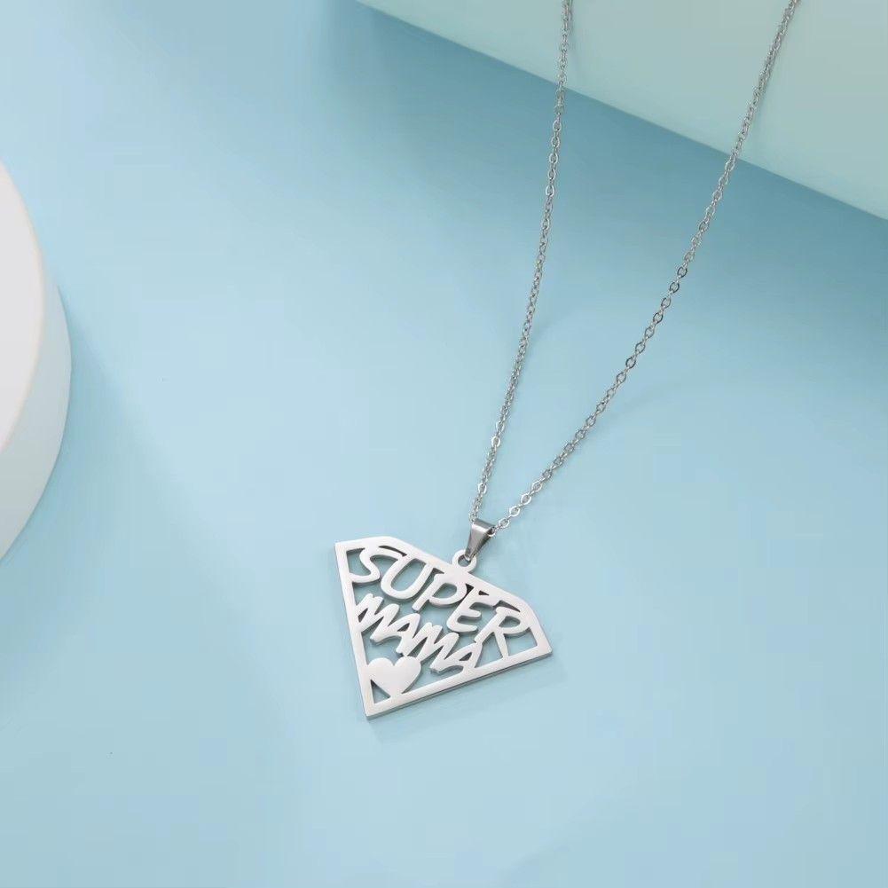 Collar Super Mama Acero Plateado-7