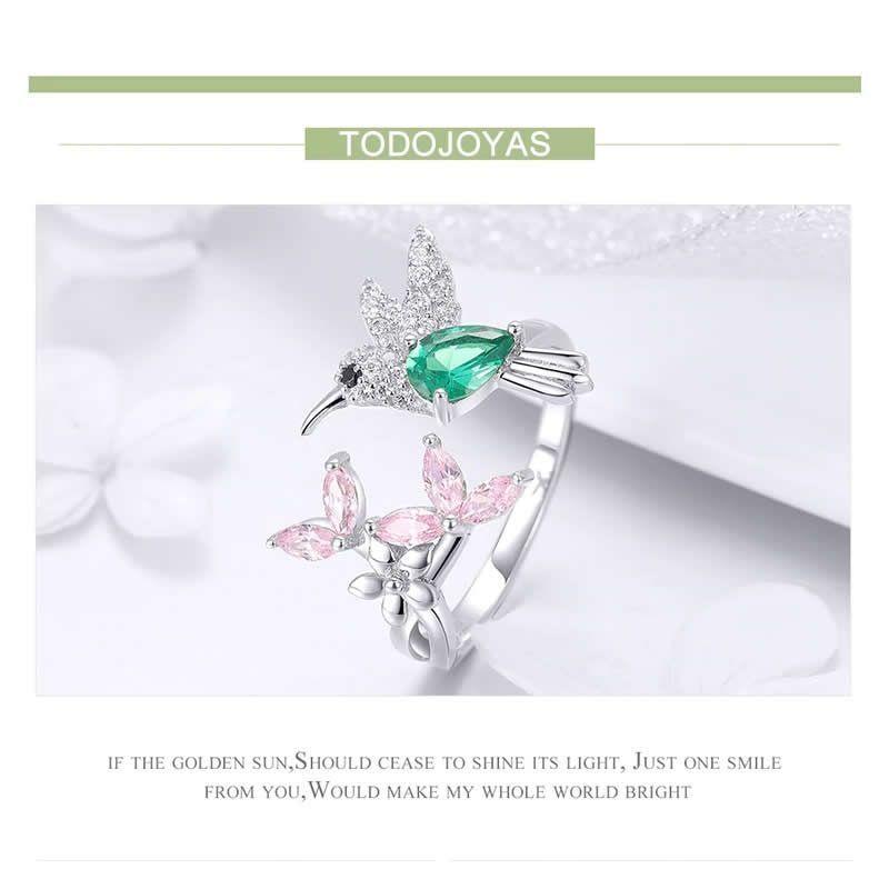 Anillo Plata 925 Colibri Picaflor Ajustable Circones -2