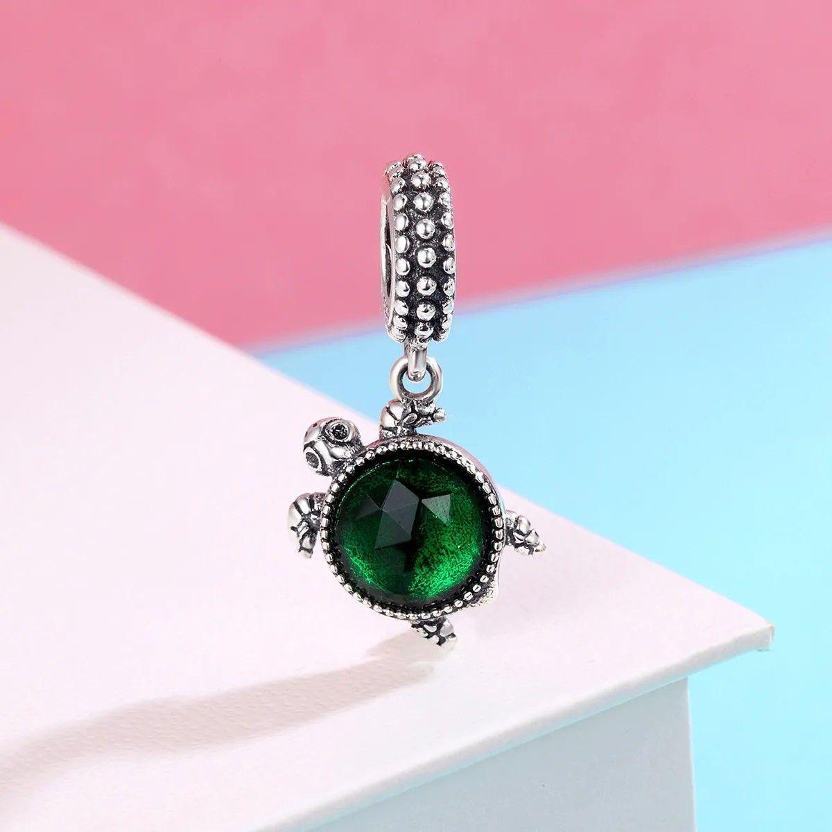 Charm Dije Plata 925 Tortuga Verde-3