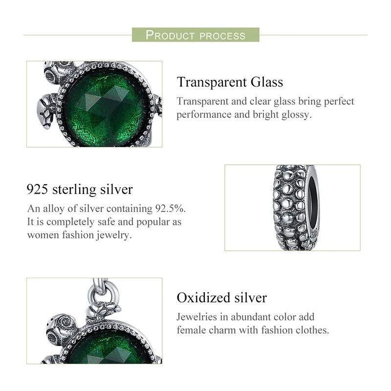 Charm Dije Plata 925 Tortuga Verde-5