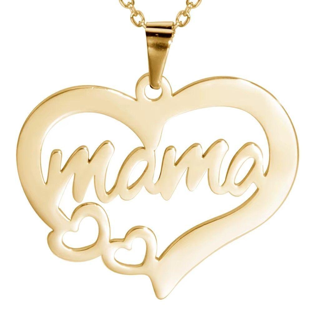 Collar Acero Mama Dos Corazones Dorado-2