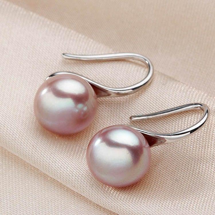 Aros Perla Natural Plata Fina 925 Morado-2