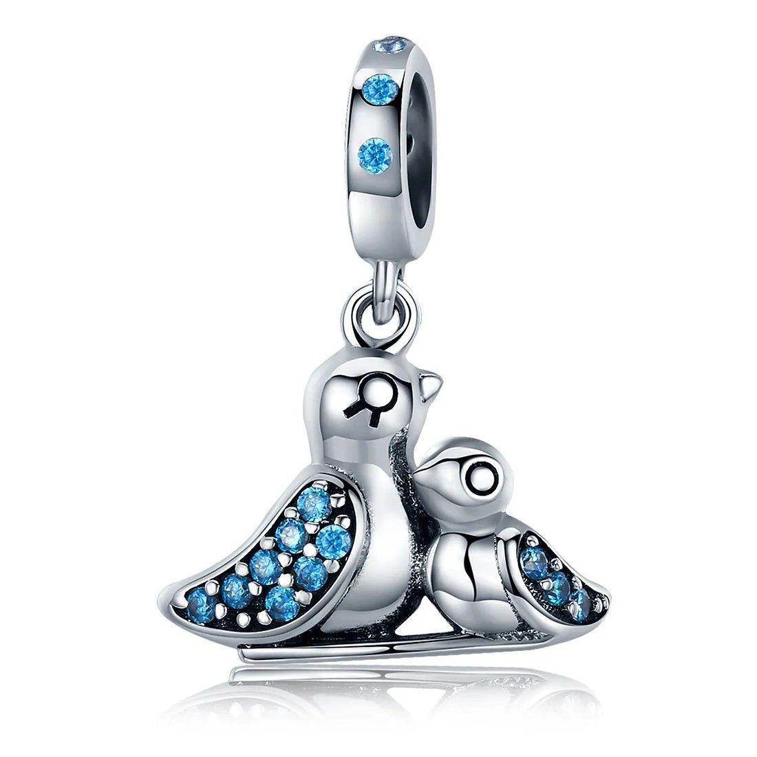 Charm Dije Plata 925 Ave Pajaro Mama Hijo-0