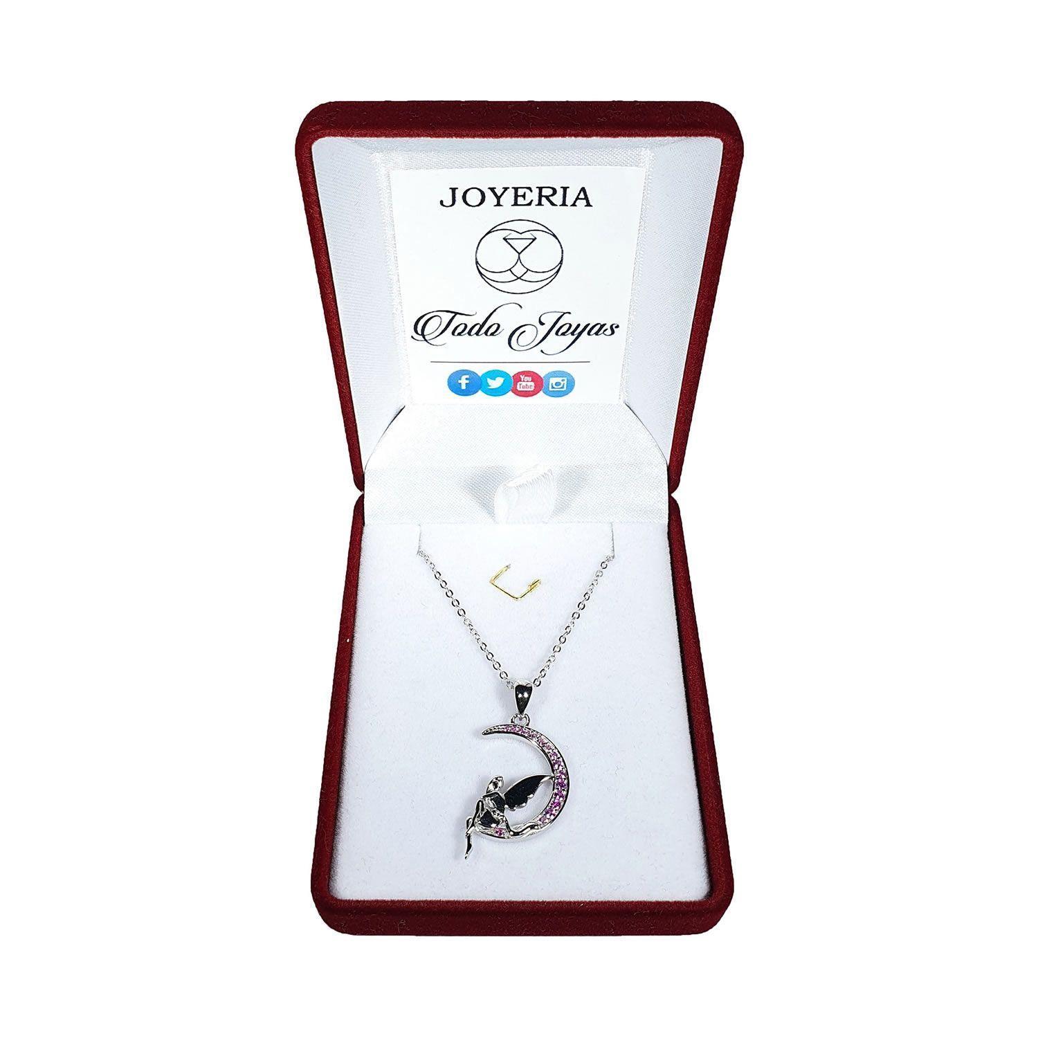 Collar Plata 925 Hada Luna Rosada -1