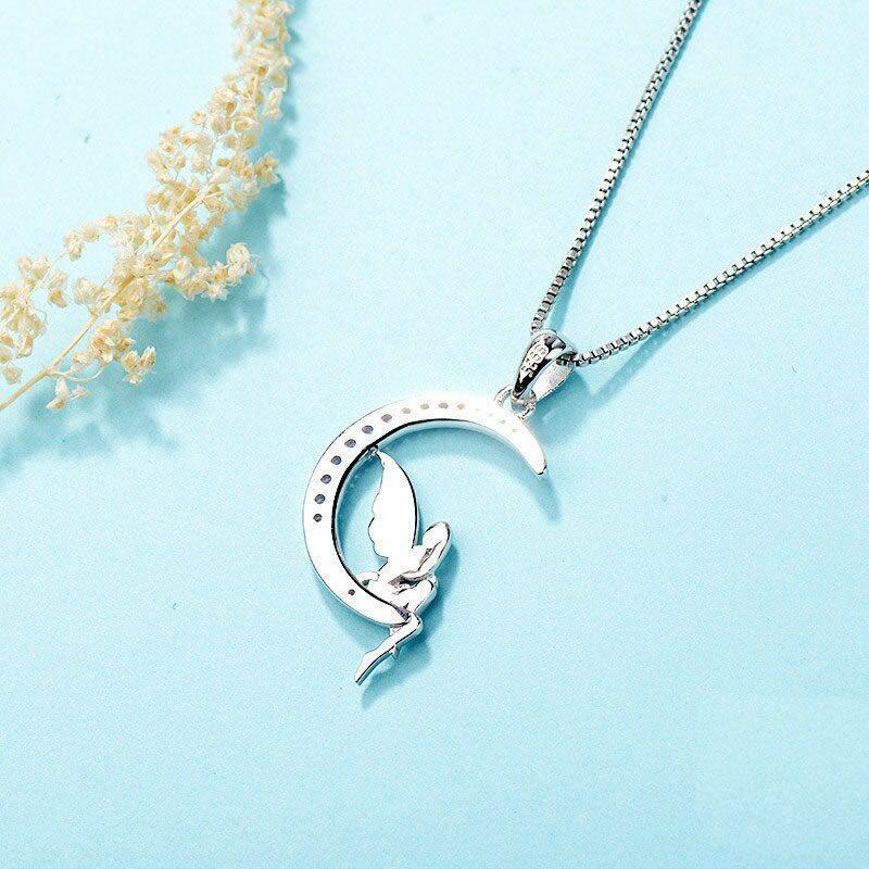 Collar Plata 925 Hada Luna Rosada -2