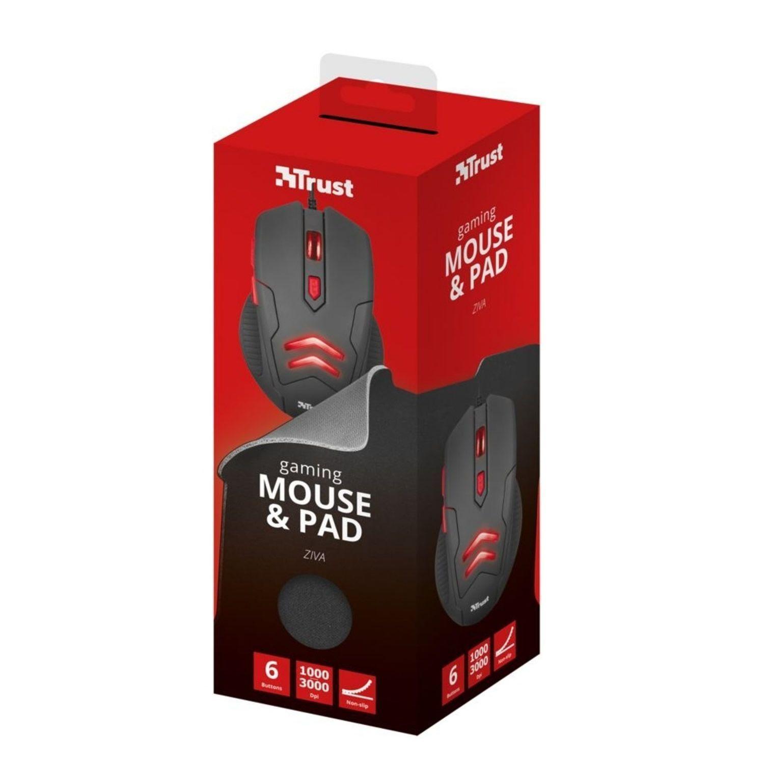 Kit Gamer Mouse + Mouse Pad Trust Ziva-2