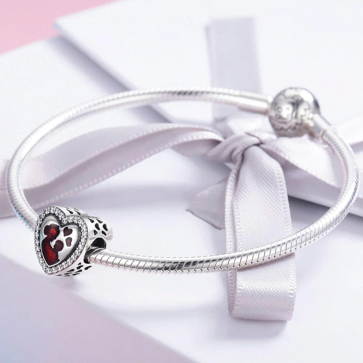 Charm Dije Plata 925 Corazon Mama Hijo -2
