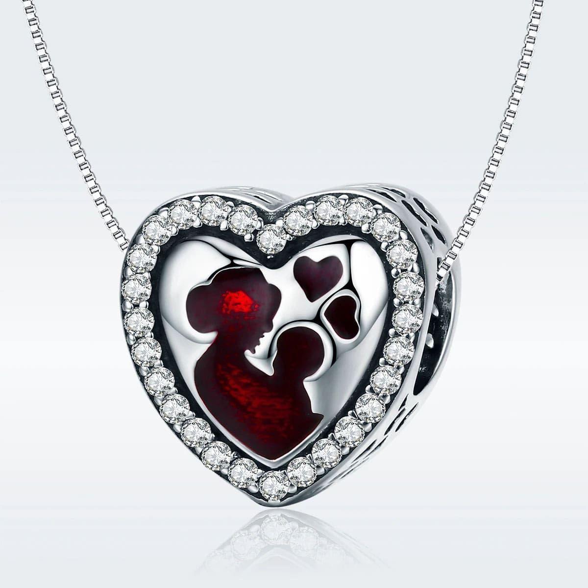 Charm Dije Plata 925 Corazon Mama Hijo -5