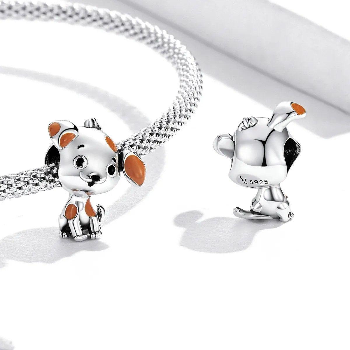 Charm Dije Plata 925 Perro Manchas Cafe-2