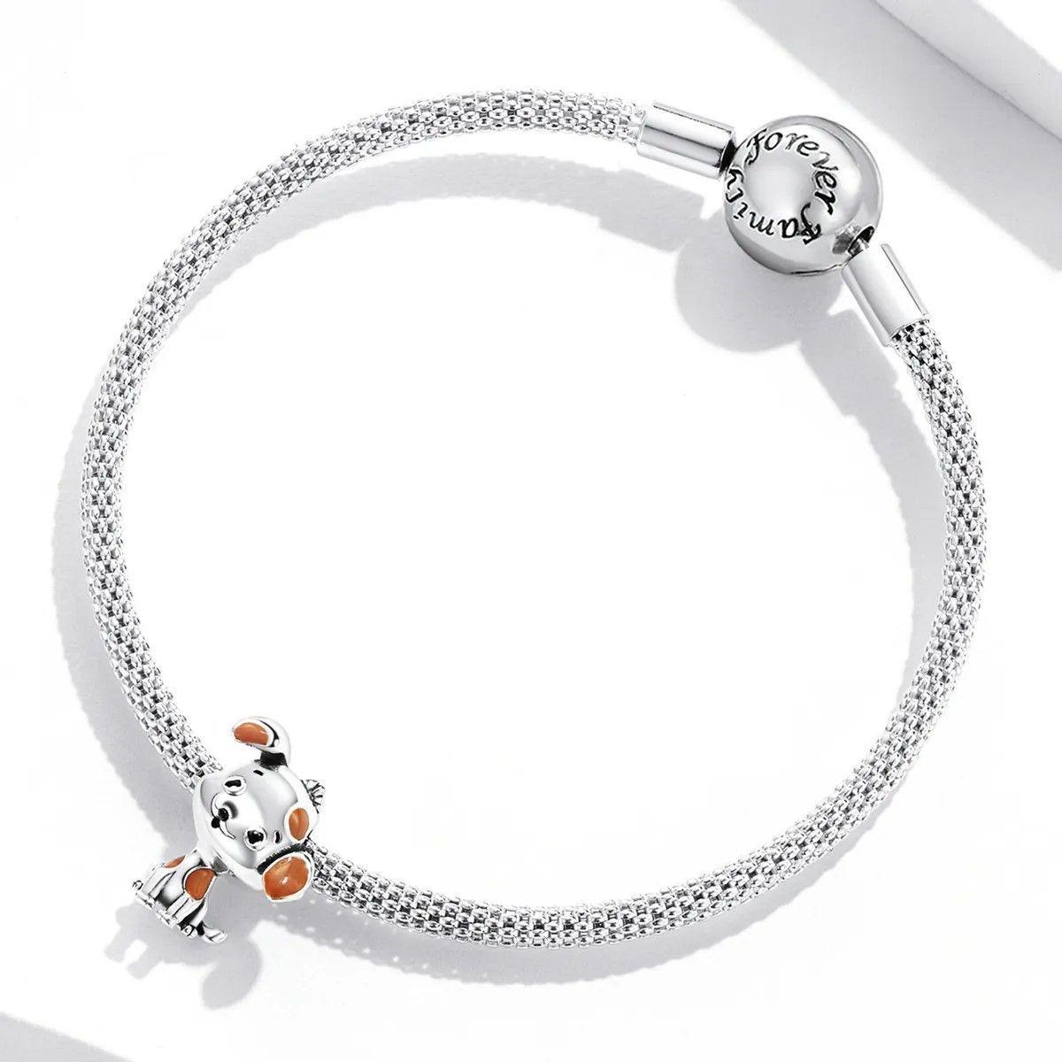Charm Dije Plata 925 Perro Manchas Cafe-3