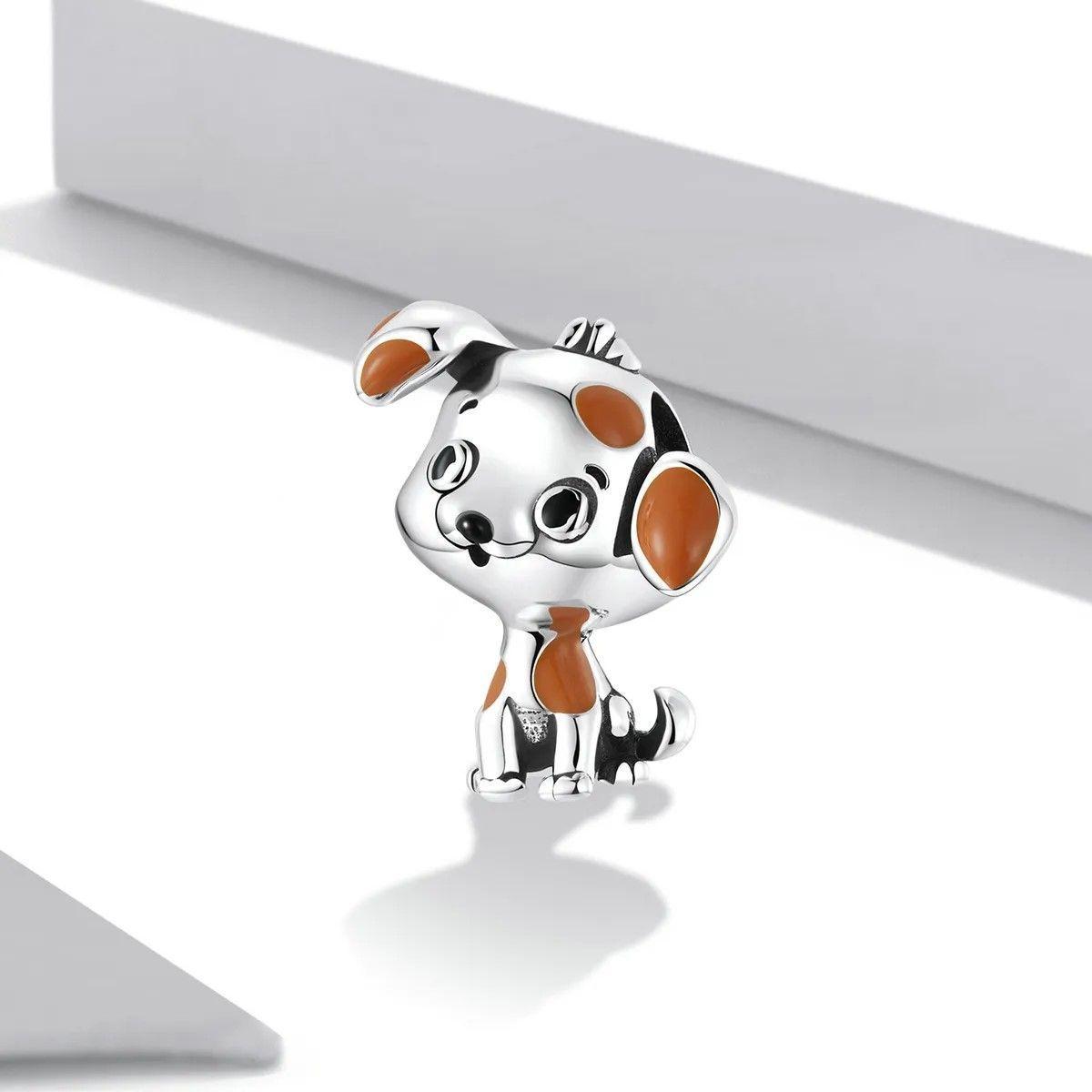 Charm Dije Plata 925 Perro Manchas Cafe-4