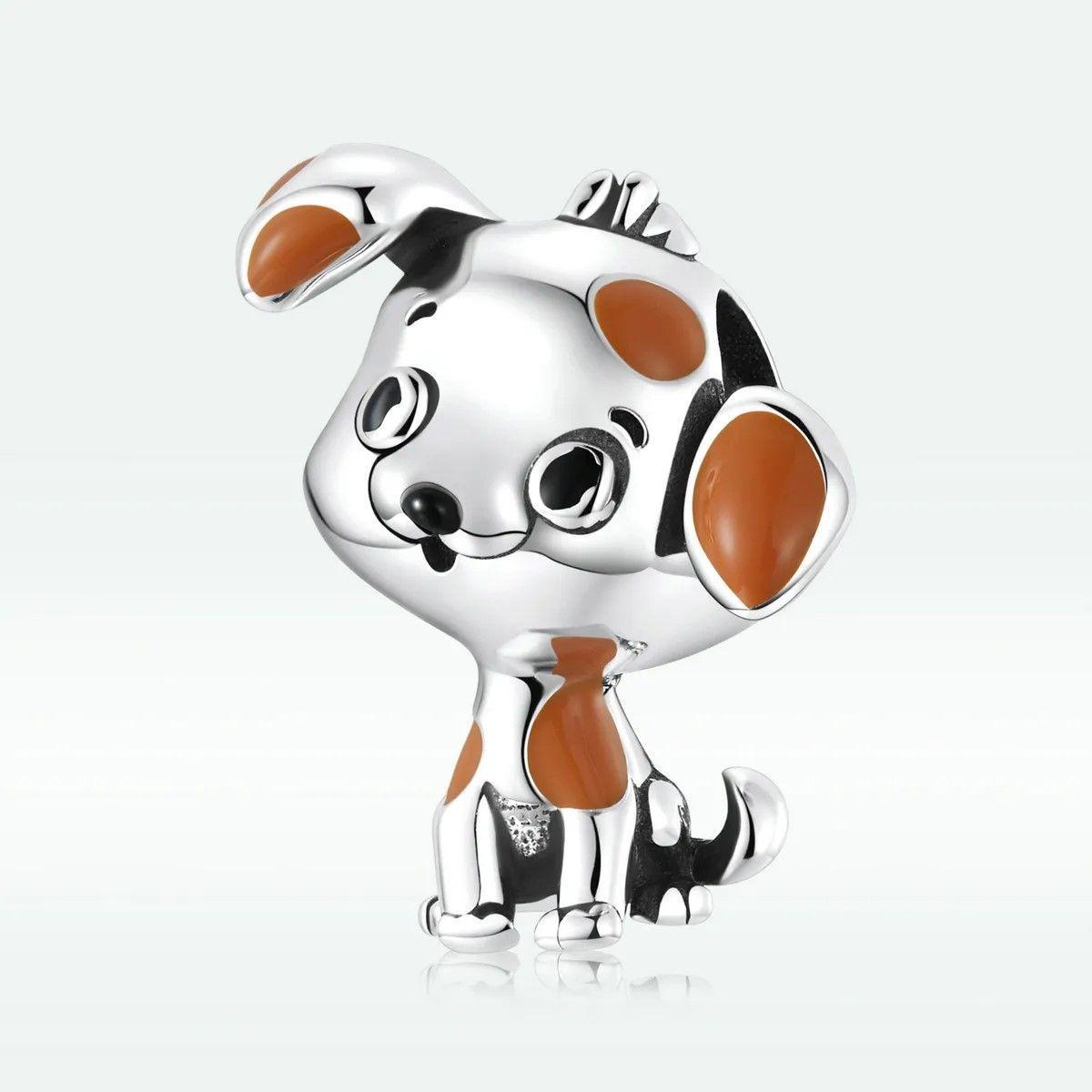 Charm Dije Plata 925 Perro Manchas Cafe-5
