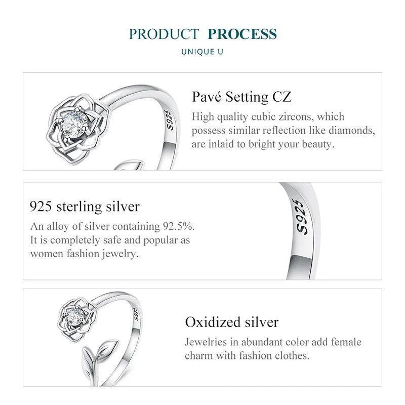 Anillo Plata 925 Flor Camelia Circon-4