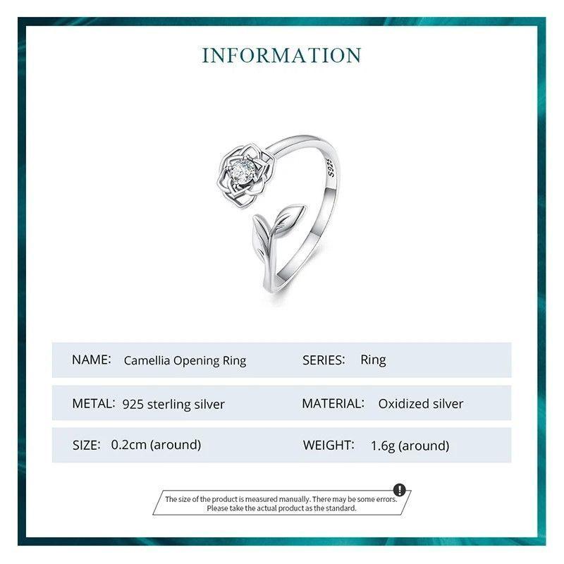 Anillo Plata 925 Flor Camelia Circon-5