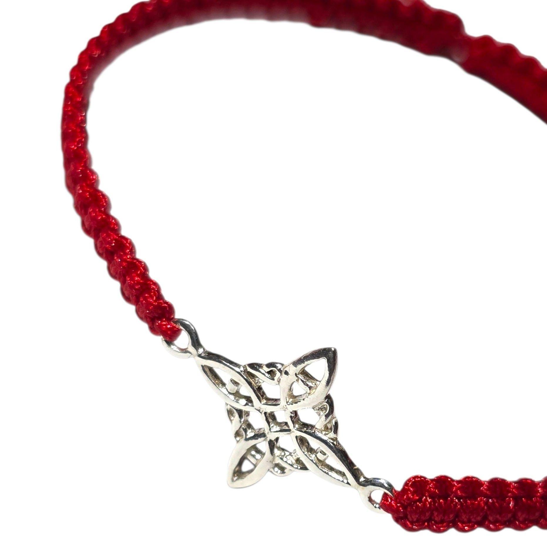 Pulsera Plata 925 Nudo de Bruja Hilo Rojo Trenzado-2